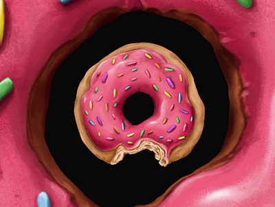 Eye of the Dough confectionary design digital art digital painting dough doughnut food illustration photoshop pink procreate retail