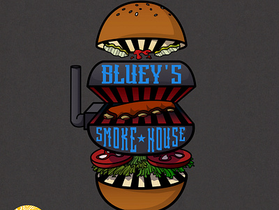 SmokeHouse blue branding burger design food illustration illustrator logo mascot photoshop retail ui vector