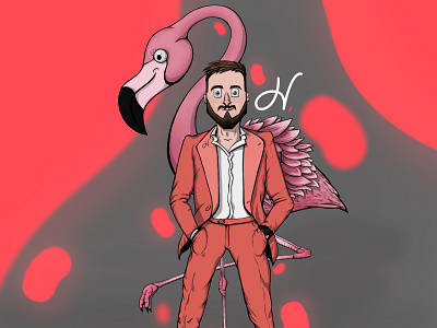 Henderson Flamingo Portrait adobe branding character design illustration logo photoshop portrait real estate retail