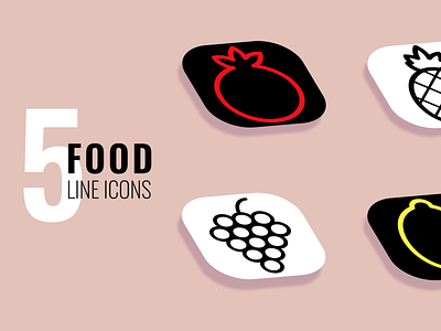 Food icons app design food food icon set food icons fruits grapes graphic design healthy food icon icon design icon set icons illustration lemon line icons pineapple plum pomegranate vector