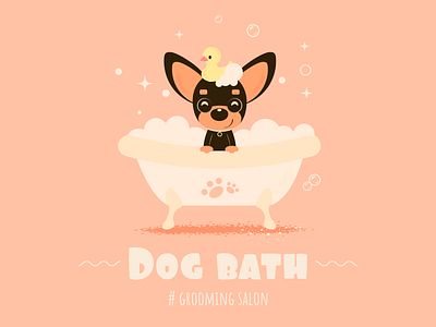 Dog's ilustration for the grooming salon “Dog Bath”