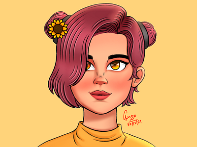 Sunflower girl artwork digitalart illustration logo