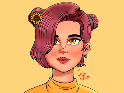 Sunflower girl artwork