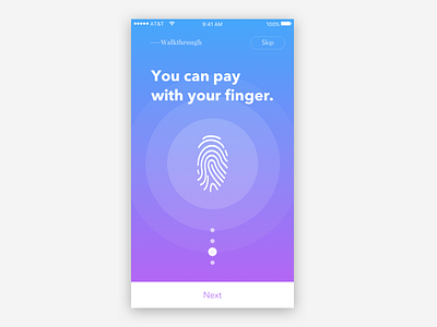 Onboarding 🚪 app colors fingerprint gradient mobile onboarding pay payment walkthrough