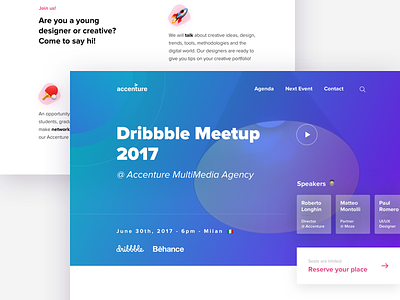 Dribbble Meetup 🎊 accenture community dribbble event gradient landing meetup web
