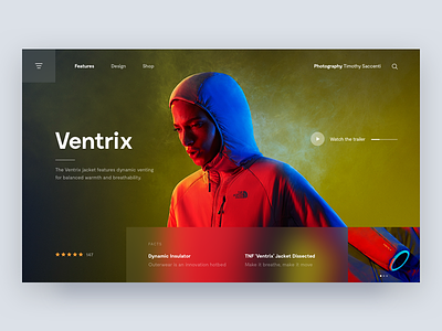 Ventrix 🏔 behance branding desktop digital grid hero interface landing landing page layout marketing photography product thenorthface ui ux ventrix web