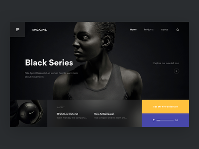 Black Series ⚫️ + 2 Dribbble Invites blur darkui dribbble hero homepage invites navigation nike photography sport web