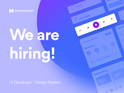We're hiring! 📢 apply designsystem ds hr job musixmtach openposition react reactnative recruiting talent uideveloper