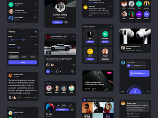 Social UI Kit - Dark Mode ⬛ • Freebie by Paolo Spazzini on Dribbble