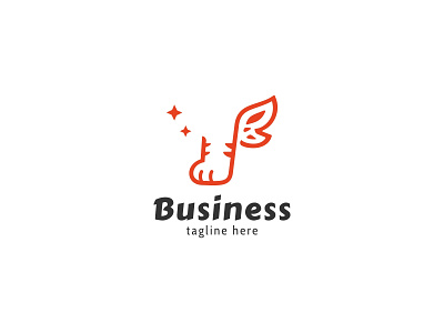 Winged Cats Foot Logo animal beauty brand branding business care cat foot logo pet shop vector wings