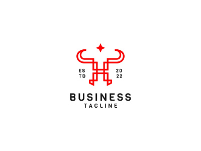 Stylized H Bull Logo acountant bull business company consulting corporate dynamic h letters luxury modern strong stylized typography wealth