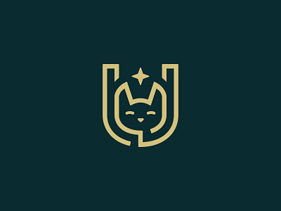 Stylized U Cat Logo animal care cat market modern pets professional rescue shop store stylized