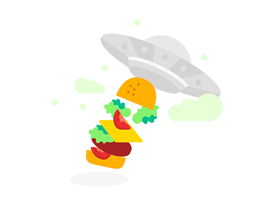 Spaceship 2d alien burger empty state emptystate floating food food food delivery illustration illustrator no results product icon spaceship
