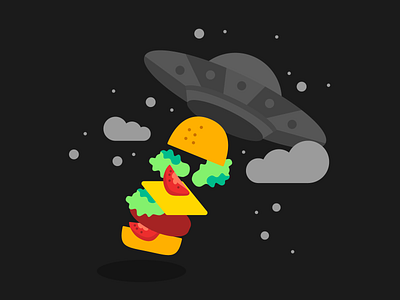 Spaceship Dark Theme 2d burger dark mode dark theme dark theme ui empty state food food delivery food illustration illustration product illustration space spaceship