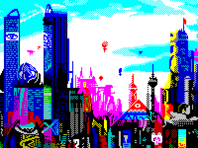 ZX Spectrum 8-bit pixel art picture Old-Games.RU splash screen (from Old-Hard  #80) by Grongy - ZX-Art