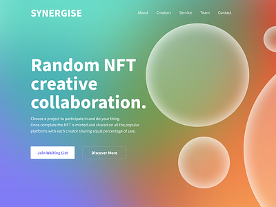 Synergise Landing page figma glassmorphism web design