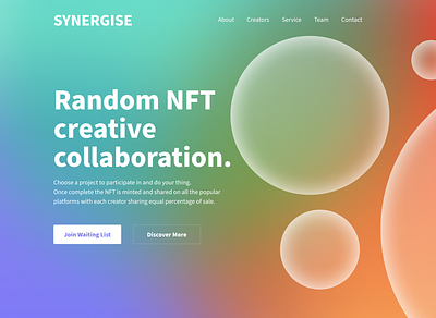 Synergise Landing page figma glassmorphism web design
