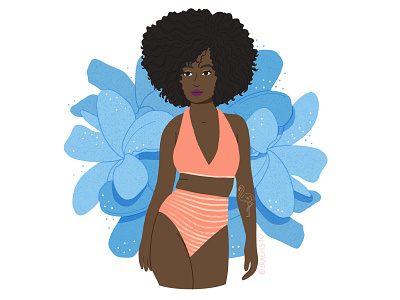 Floral Afro afro bikini flamingo flamingo tattoo floral illustration pink bikini procreate summertime swimsuit tattoo tropical