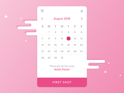Hey, Dribbble calendar daily ui design dribbble first shot flat mobile pink ux