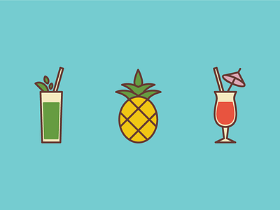 Drinks bright drinks flat illustration. illustrations neon pineapple tropical