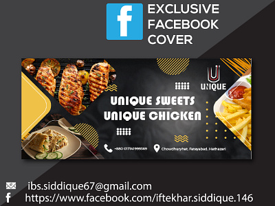 Facebook cover design for a restaurant banner branding chicken design facebook banner facebook cover flyer food graphic design illustration logo modern poster restaurant simple social media post vector