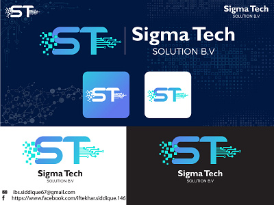 TECH RELATED LETTERMARK LOGO. "S" AND "T" LETTER LOGO brand identity branding design graphic design illustration letter logo lettermark logo logo design s and t letter simple tech logo technology vector