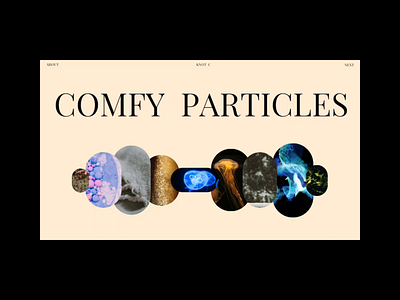 COMFY PARTICLES animated animation brand branding clean clider design header headers layout minimal motiongraphics type typo typography websiteconcept
