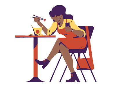 Lunch 2d color flat illustration mobile people