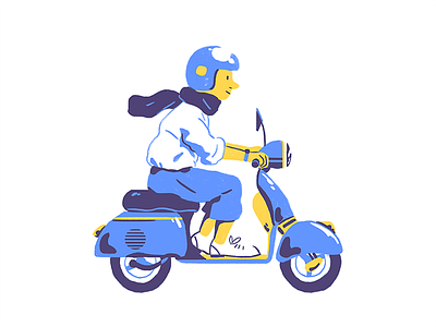 Vespa Cruising bike color design flat illustration vespa