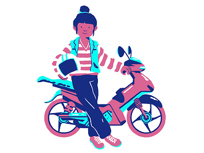 Pink and Blue bike design flat illustration illustrator mini scooter