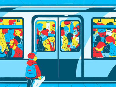 Heading Home 2d illustration subway