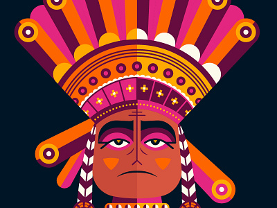 Geronimo: Close-Up 1 colorful detail feathers geronimo graphic illustration kids native american pattern vector war chief
