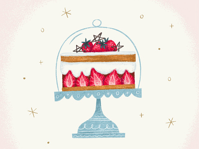 fraisier cake baking cake confection illustration midcentury procreate retro strawberry