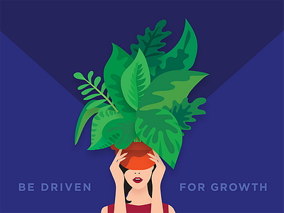 Be Driven for Growth 2d illustration blue green illustration plants