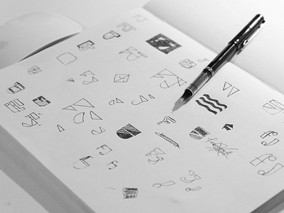 New logo under construction brainstorming brand branding logo pen personal brand personal branding sketch sketching whiteboard
