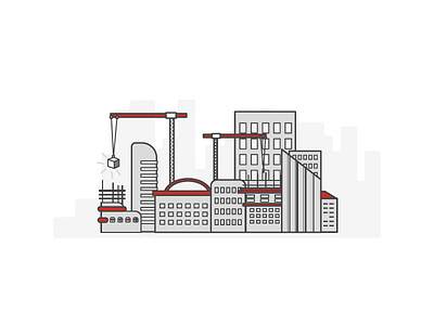 Cityscape Design #2 brand branding building buildings cityscape construction icon iconography icons red responsive