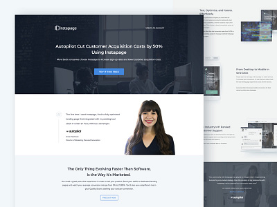 Instapage Industry Personalization Landing Page branding clean landing page light material minimal responsive design saas simple ui design web design white