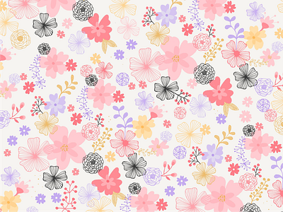 Floral Pattern colorful floral flowers leaves made with paper pattern pink plants roses vintage