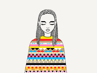 Poncho Swag art colorful digital art drawing fashion girl hair illustration pattern poncho sengalese twists tribal print