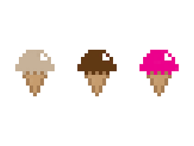 8-Bit Ice Cream Icons 8 bit arcade colorful fun ice cream icon pixel ray of light design simple sweet treat