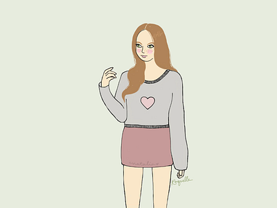 Be-you-tiful digital art drawing freckles ginger girl illustration made with paper pretty ray of light design sketch sweater