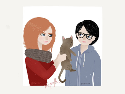 Cyarin and Vio Fan Art! artists cat cute digital drawing fan art girls illustration sketch
