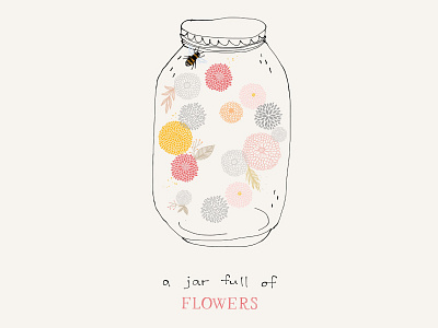 a jar full of... art bee bloom drawing elegant floral flowers illustration jar pretty spring
