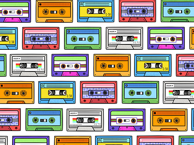 Cassette Tapes Pattern art cassette tape colorful cute design digital art illustration nostalgic pattern retro tapes