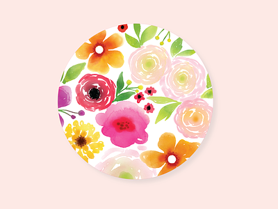 Floral Coaster Design coaster digital art floral flowers illustration pink pretty ray of light design stickermule watercolor