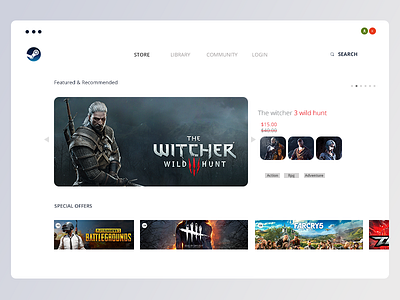 Redesign steam style design game gaming minimal redesign steam style ui ux