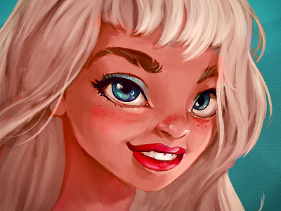 Dribbble digital painting girl illustration photoshop pin up portrait