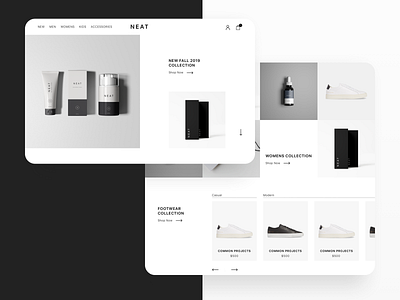 NEAT Ecommerce black design ecommerce flat minimal shop sketch typography ui ux website white