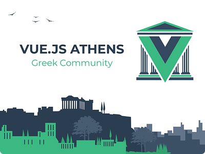 VueJS Athens - Greek Community animation athens design illustration landing page logo meetup typography ui ux vector vue vuejs