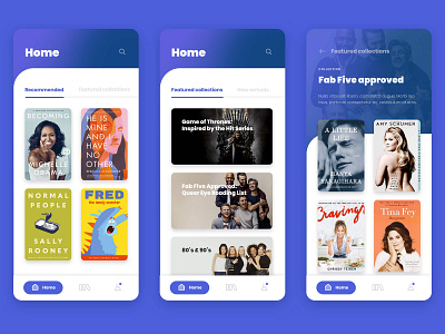 Overdrive Libby — Home Screens & Collections app application audiobook audiobooks book app branding design ebook ebooks library reading reading app ui ui design uidesign ux uxui